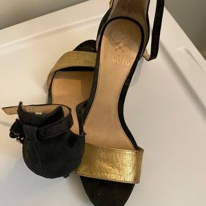 Vince Camuto black and gold heels